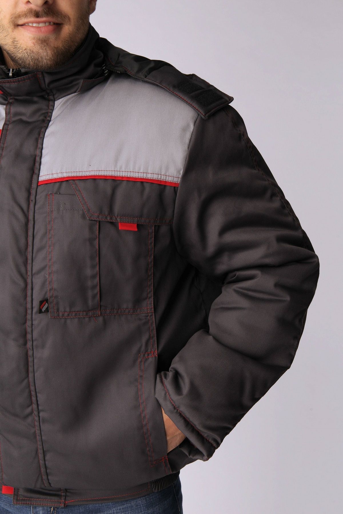 Куртка зимняя укороченная Фаворит, т.серый/серый