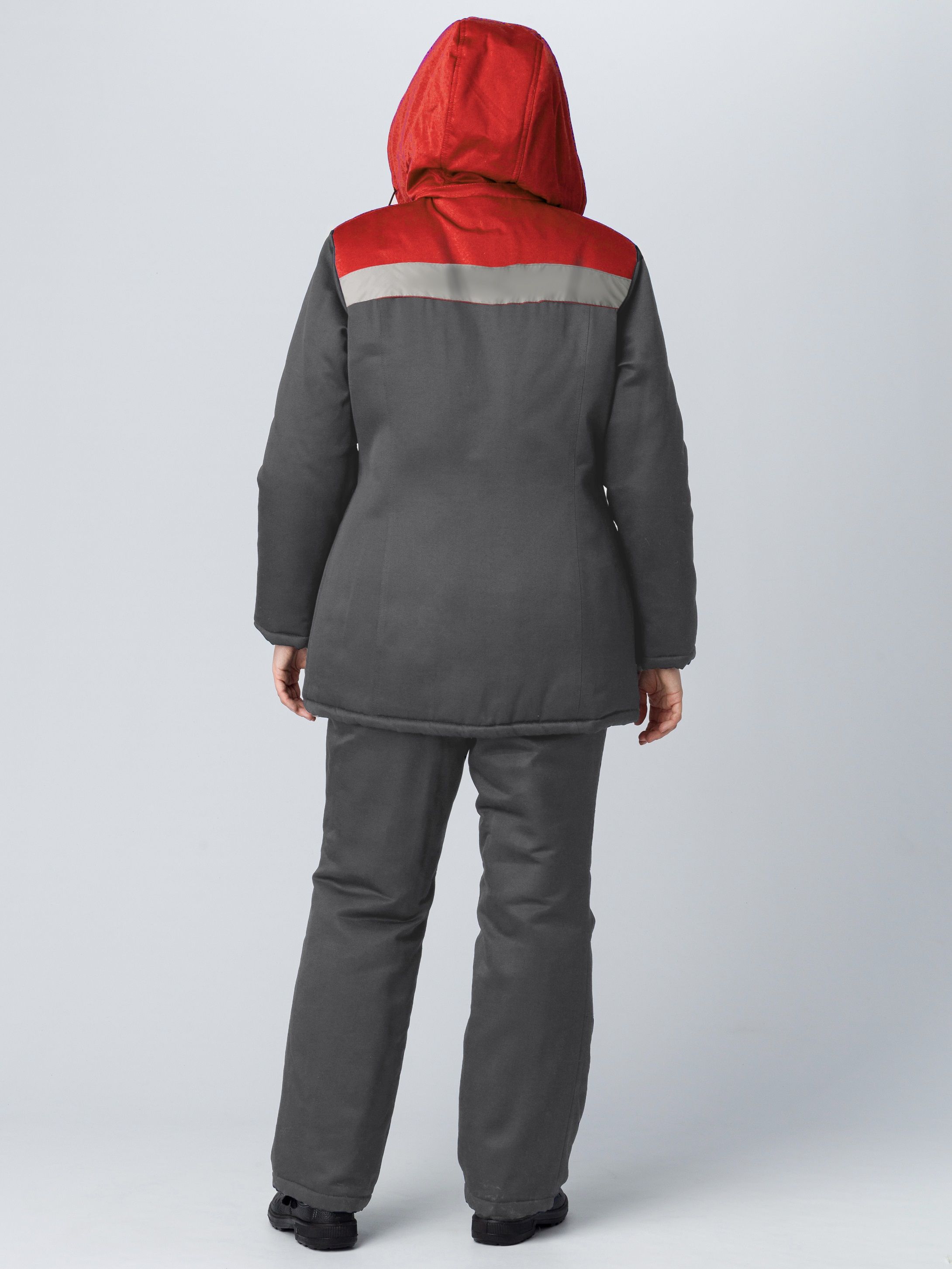 Куртка зимняя женская Вьюга СОП, т.серый/красный