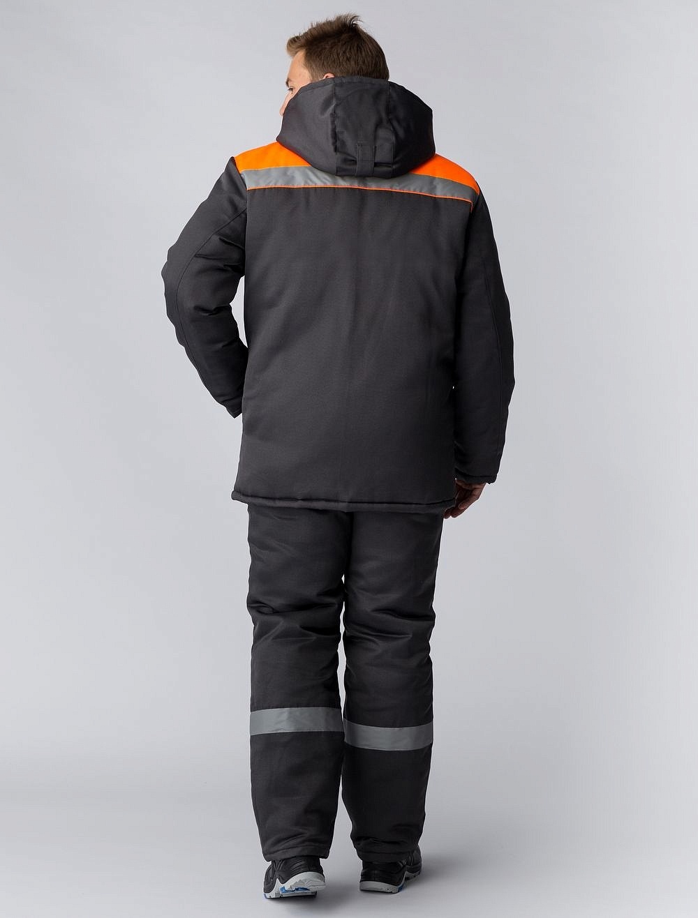 Куртка зимняя Экспертный-Люкс, т.серый/оранжевый