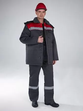 Куртка зимняя Экспертный-Люкс, т.серый/красный